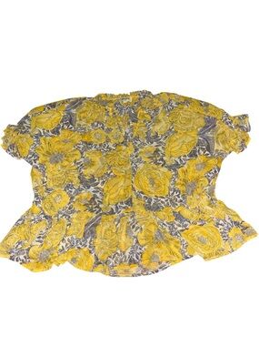 Umgee Yellow Floral Peplum Blouse